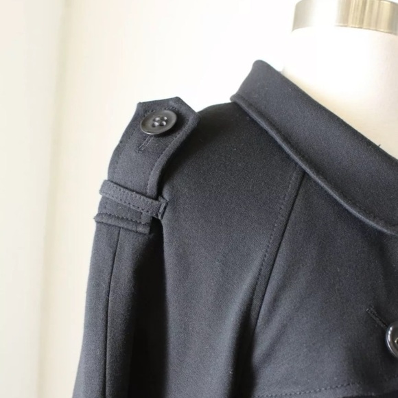 THEORY AMADI SOLID BLACK TIE BELT CROPPED TRENCH COAT UTILITY JACKET W/BELLED - Picture 4 of 11
